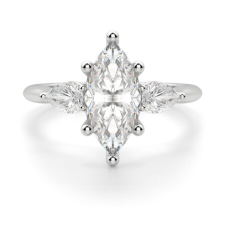 Pear Side Stone Classic Marquise Cut Engagement Ring
