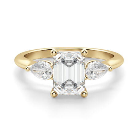 Pear Side Stone Classic Emerald Cut Engagement Ring