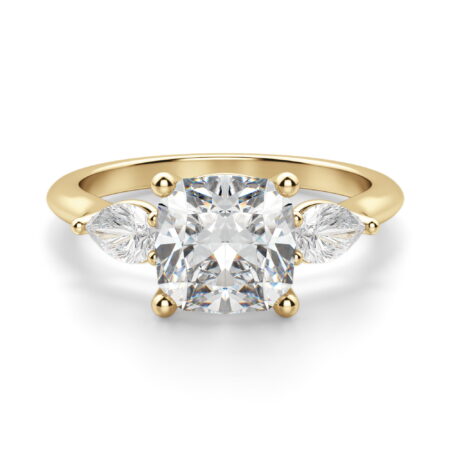 Pear Side Stone Classic Cushion Cut Engagement Ring