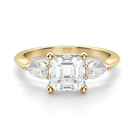Pear Side Stone Classic Asscher Cut Engagement Ring