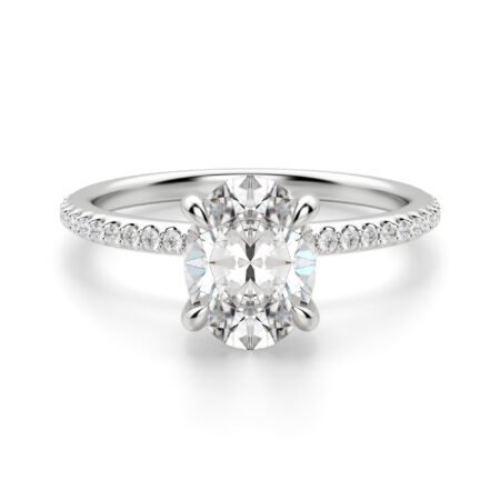 Hidden Halo Accented Oval Cut Engagement Ring