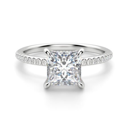 Hidden Halo Accented Princess Cut Engagement Ring