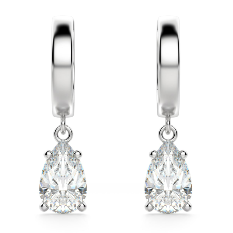 Pear Cut Solitaire Drop Earrings