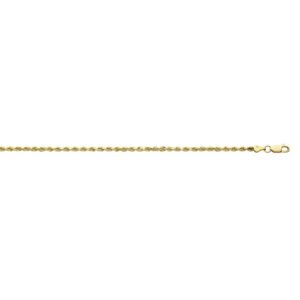 14K Yellow Gold Rope Link Chain Bracelet 2.80 MM
