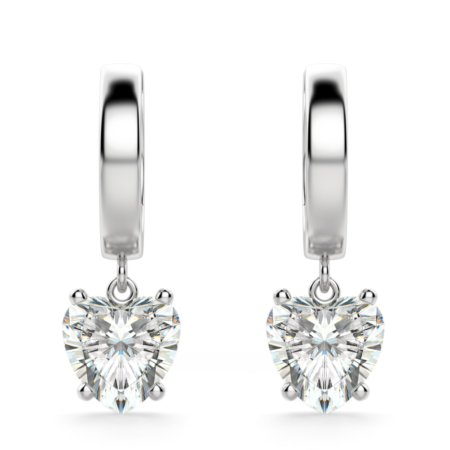 Heart Cut Solitaire Drop Earrings