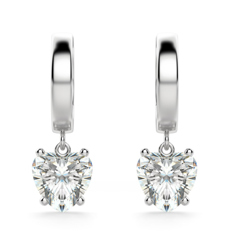 Heart Cut Solitaire Drop Earrings