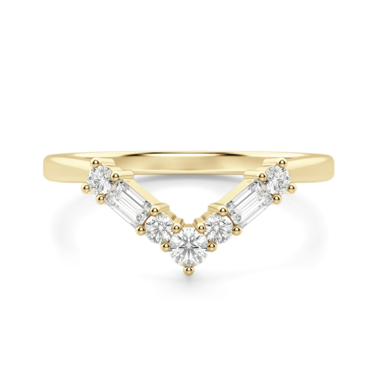 Alternating Stone Nesting Band Moissanite 14K Yellow Gold