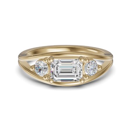 East-West Three Stone Emerald Cut Engagement Ring
