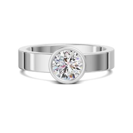 Bezel Bold Round Cut Engagement Ring