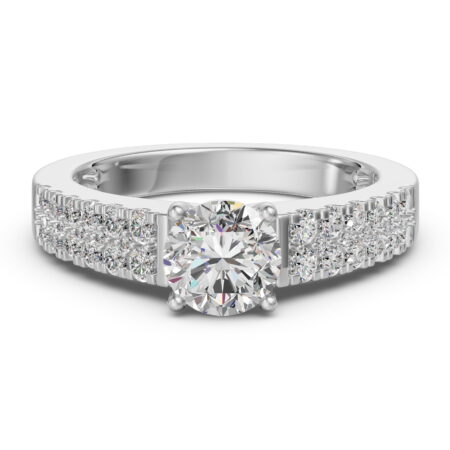 Accented Tapered 2-Row Round Cut 1.00 ct Engagement Ring
