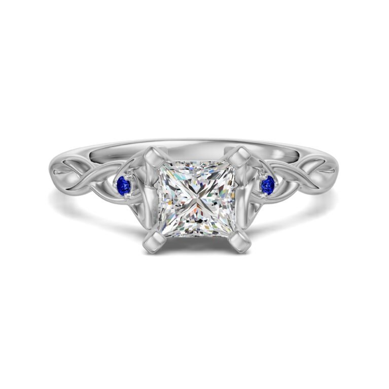 Celtic Knot Princess Cut 0.50 ct Engagement Ring - Sapphire -