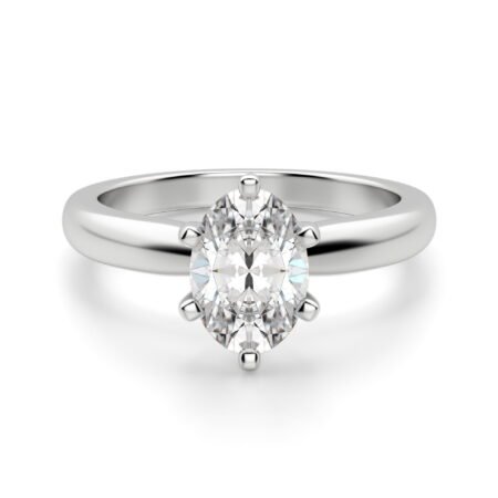 Tapered Classic 6 Prong Solitaire Oval Cut Engagement Ring