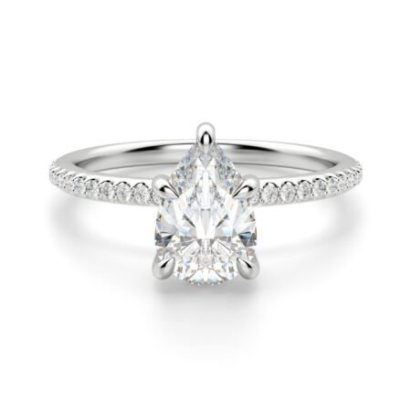 Hidden Halo Accented Pear Cut Engagement Ring