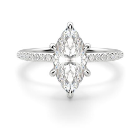 Hidden Halo Accented Marquise Cut Engagement Ring