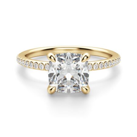 Hidden Halo Accented Cushion Cut Engagement Ring