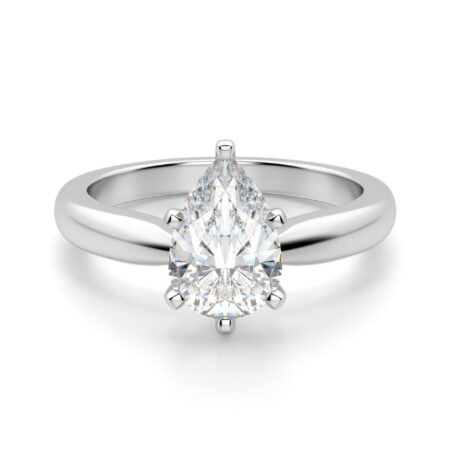 Tapered Classic Solitaire Pear Cut Engagement Ring