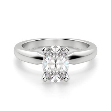 Tapered Classic Solitaire Oval Cut Engagement Ring