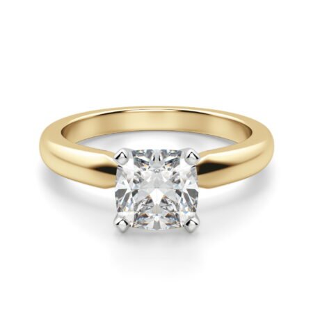 Tapered Classic Solitaire Cushion Cut Engagement Ring