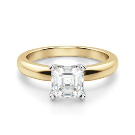 Tapered Classic Solitaire Asscher Cut Engagement Ring