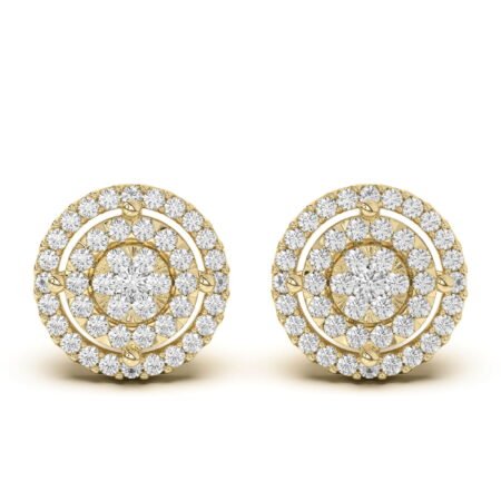 Men's Round Shaped Cluster Stud Earrings