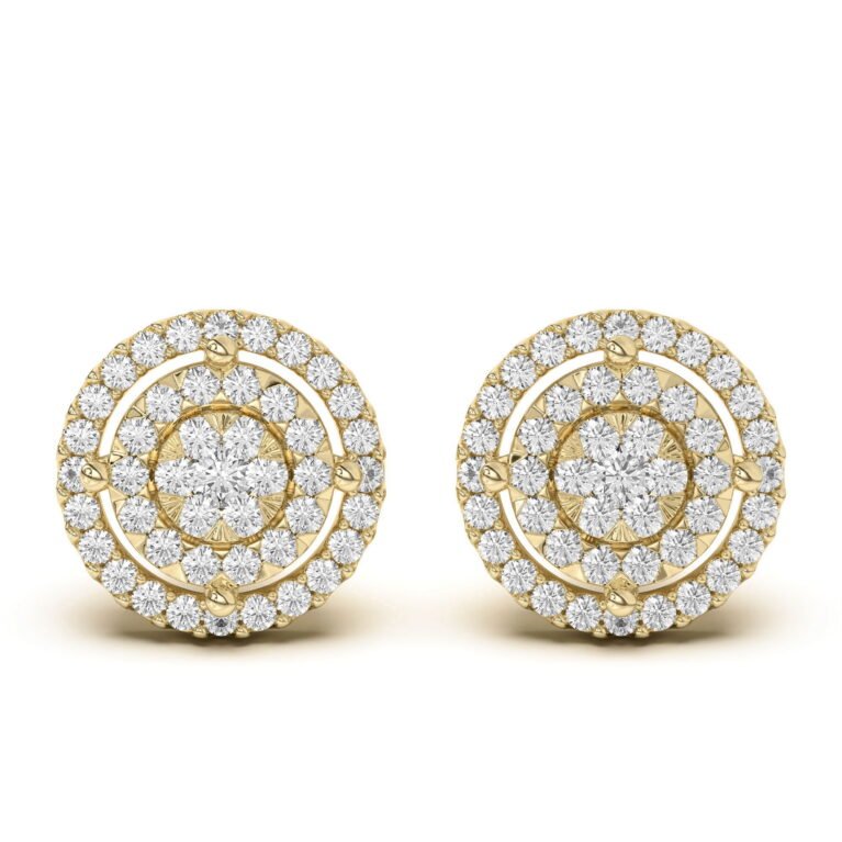 Men's Round Shaped Cluster Stud Earrings