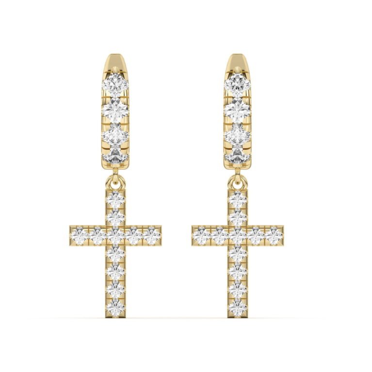 Men's Cross Dangle Hoop Earrings }