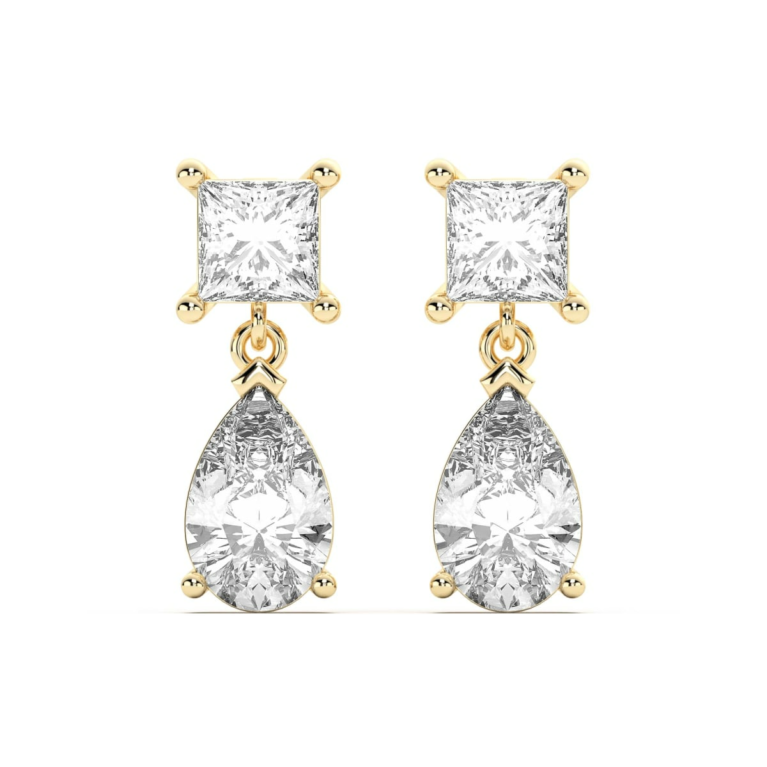 Leto Princess Pear Cut Drop Earrings