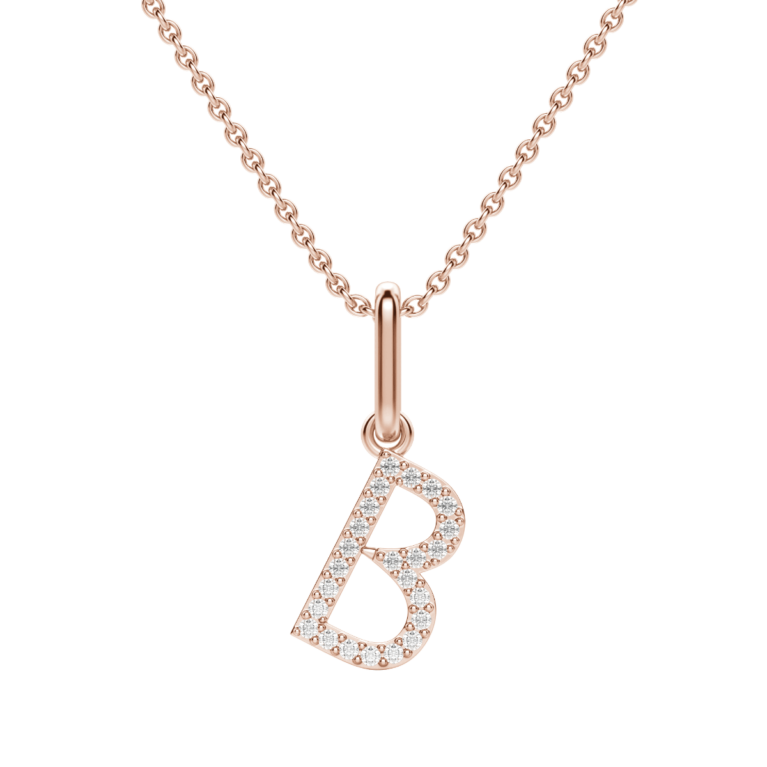 "B" Initial Pendant 14K Rose Gold