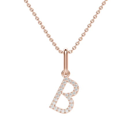 "B" Initial Pendant 14K Rose Gold