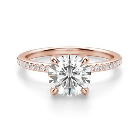 Hidden Halo Accented Round Cut Engagement Ring Moissanite