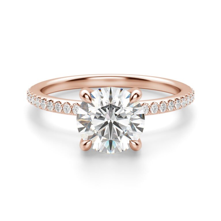 Hidden Halo Accented Round Cut Engagement Ring Moissanite