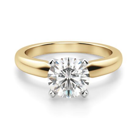 Tapered Classic Solitaire Round Cut Engagement Ring Moissanite