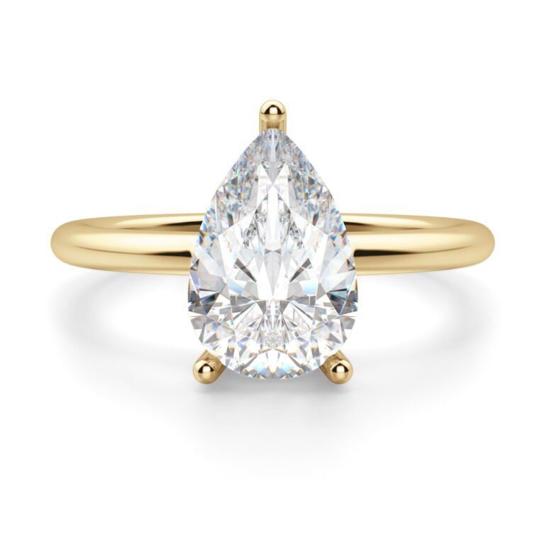 Basket Set Classic Pear Cut Engagement Ring Moissanite