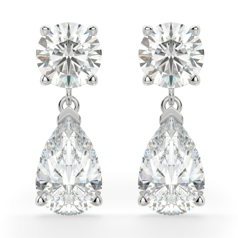 Leto Pear Cut Drop Earrings Moissanite