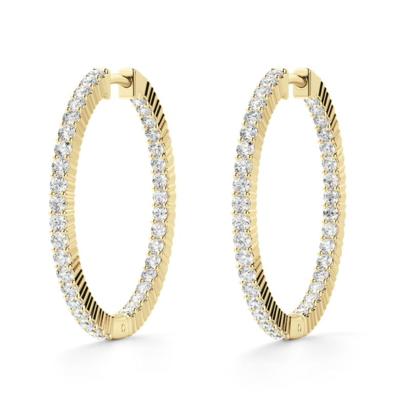Inside Out Prong Set Hoop Earrings 4.00 tcw