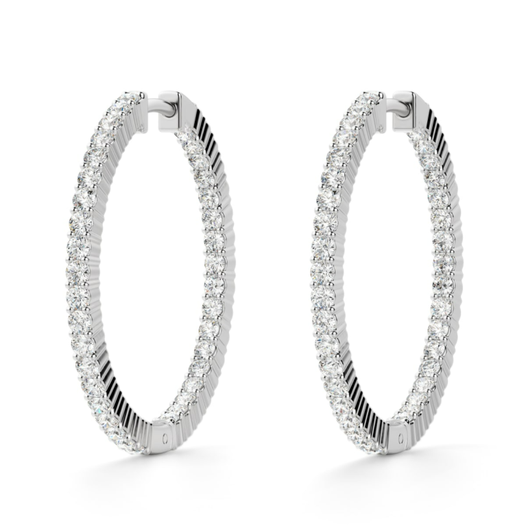 Inside Out Prong Set Hoop Earrings 0.50 tcw