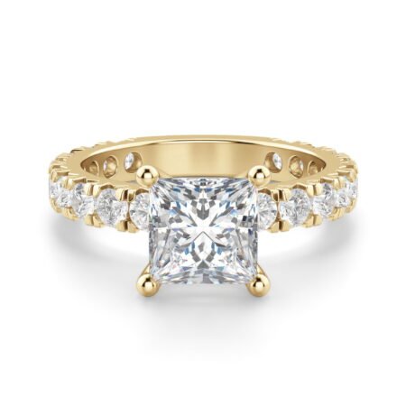 Gwyneth Princess Cut Engagement Ring Moissanite 14K Yellow Gold Size 6.5
