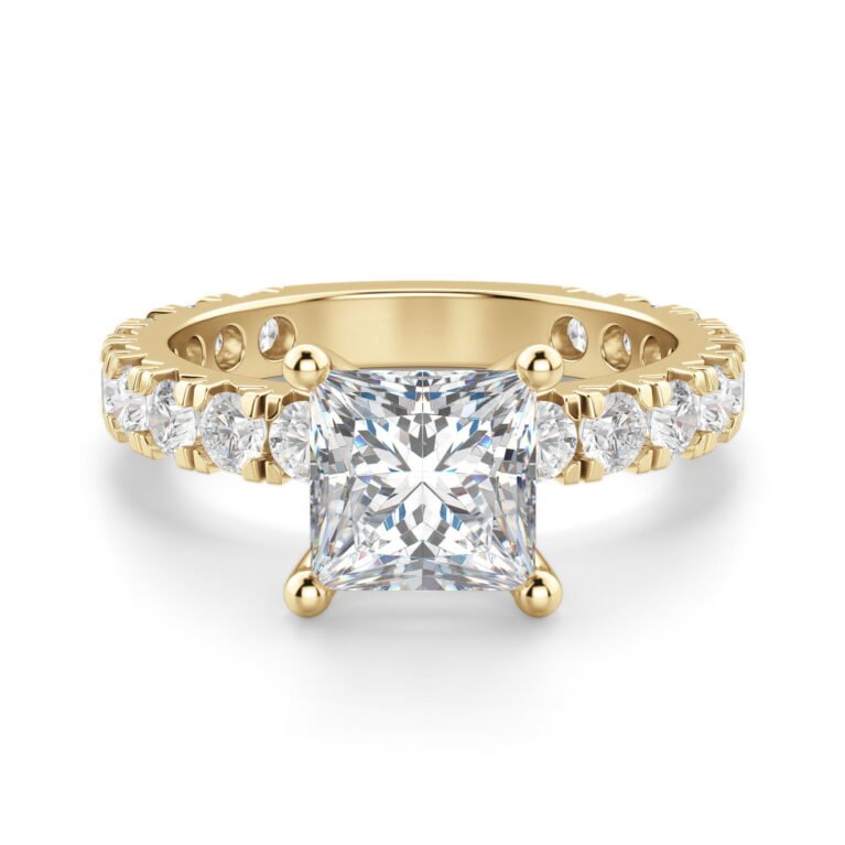 Gwyneth Princess Cut Engagement Ring Moissanite 14K Yellow Gold
