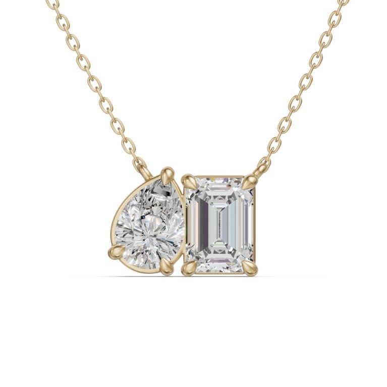 Toi et Moi Emerald and Pear Necklace