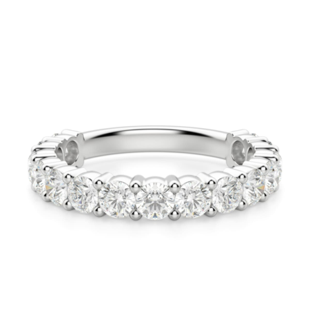 3.00 MM Round Cut Half Eternity Band 14K White Gold