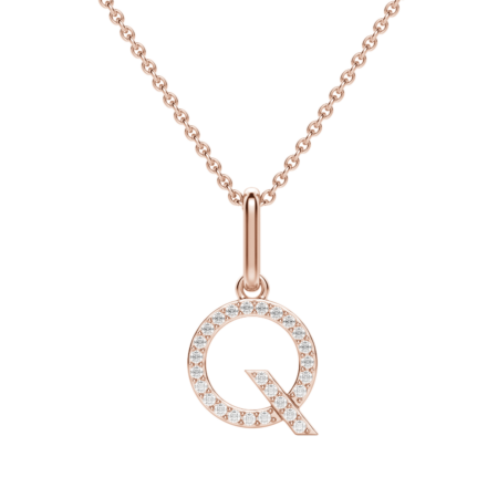 "Q" Initial Pendant 14K Rose Gold