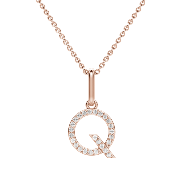 "Q" Initial Pendant 14K Rose Gold
