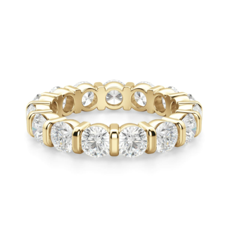 3.70 MM Round Cut Bar Set Eternity Band 14K Yellow Gold