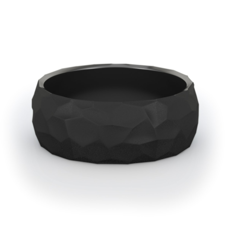 Obsidian Hammered Comfort Fit Wedding Band Tungsten Size 10
