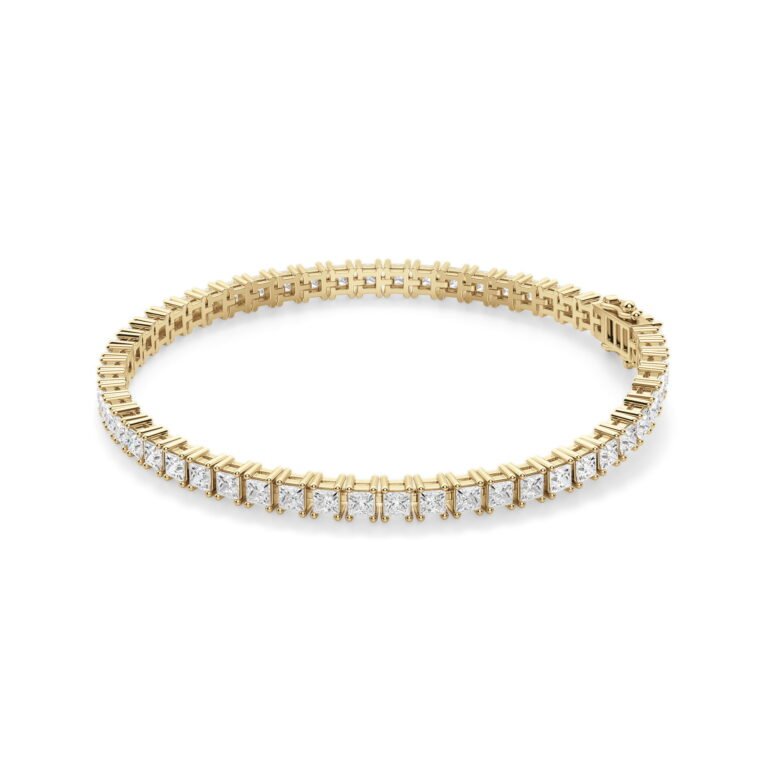 4 Prong Princess Cut Tennis Bracelet 7.00 tcw 14K Yellow Gold