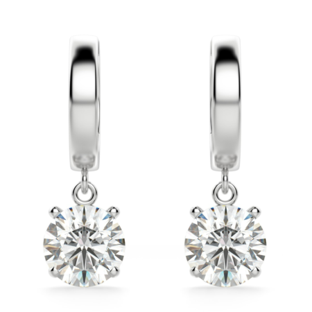 Round Cut Solitaire Drop Earrings 2.00 tcw14K White Gold