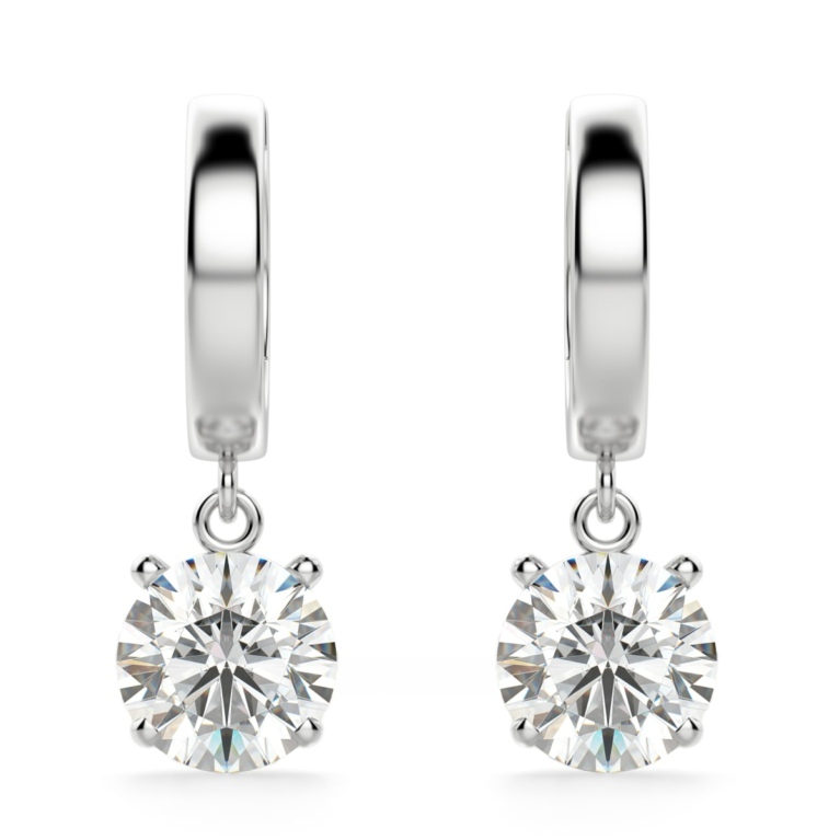 Round Cut Solitaire Drop Earrings