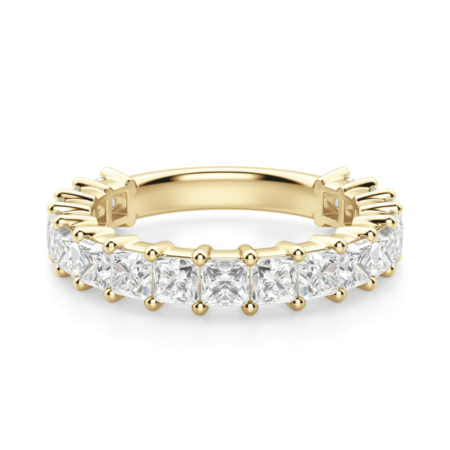 2.75 MM Princess Cut Half Eternity Band Moissanite 14K Yellow Gold Size 7