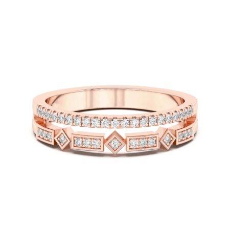 Double Row Fashion Wedding Band14K Rose Gold Size 8.5