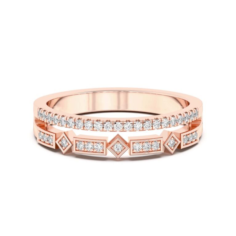 Double Row Fashion Wedding Band14K Rose Gold Size 8.5